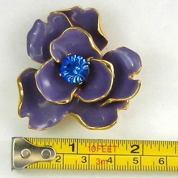Kenneth Jay Lane KJL Vintage Vivid Charleston Rose Brooch/Pendant Signed KJL - Picture 4 of 5